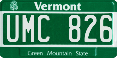 VT license plate UMC826