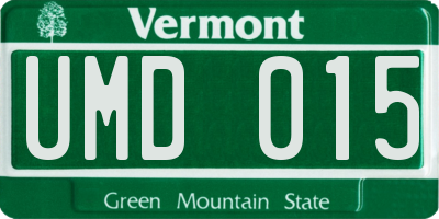VT license plate UMD015