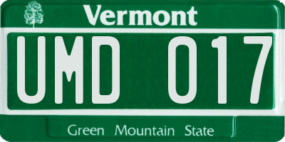 VT license plate UMD017