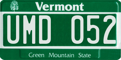 VT license plate UMD052