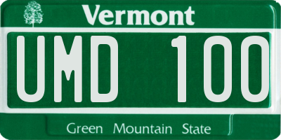 VT license plate UMD100