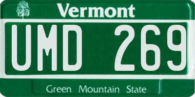 VT license plate UMD269