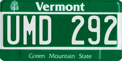 VT license plate UMD292