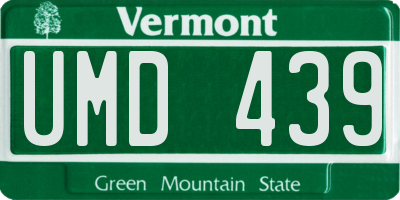 VT license plate UMD439