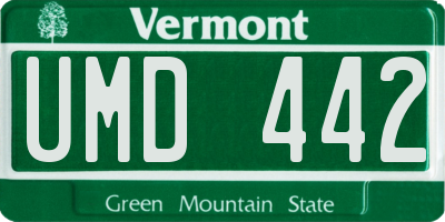 VT license plate UMD442