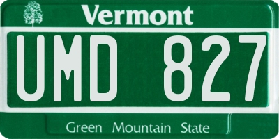 VT license plate UMD827