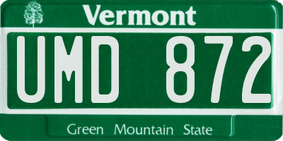 VT license plate UMD872