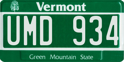 VT license plate UMD934