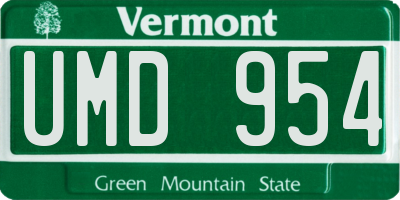 VT license plate UMD954