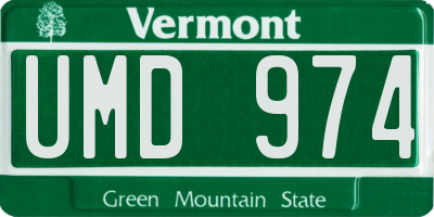 VT license plate UMD974