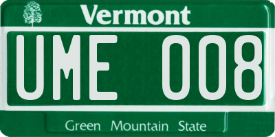VT license plate UME008