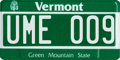 VT license plate UME009