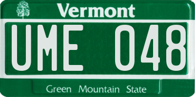 VT license plate UME048