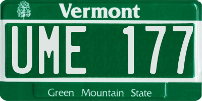 VT license plate UME177