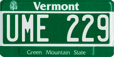 VT license plate UME229