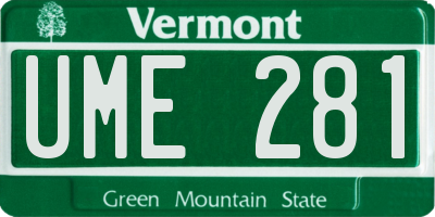 VT license plate UME281