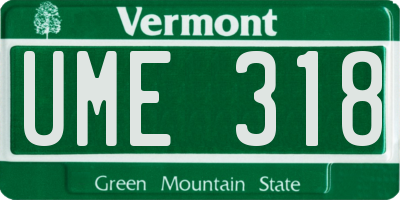 VT license plate UME318