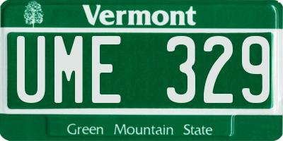 VT license plate UME329