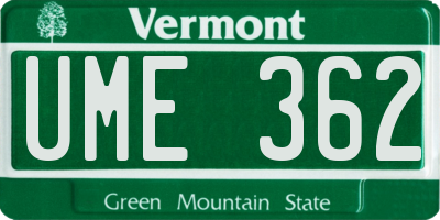 VT license plate UME362