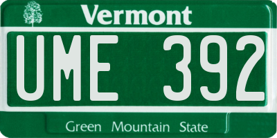 VT license plate UME392