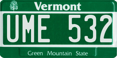 VT license plate UME532