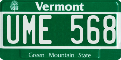 VT license plate UME568