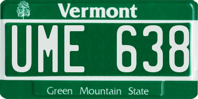 VT license plate UME638