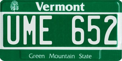VT license plate UME652