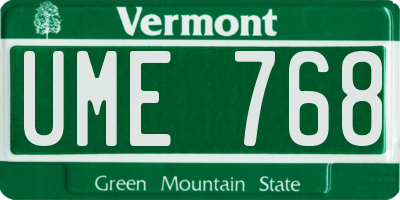 VT license plate UME768