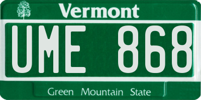 VT license plate UME868