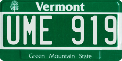 VT license plate UME919