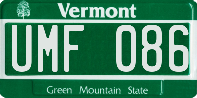 VT license plate UMF086