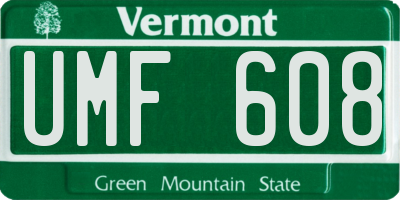 VT license plate UMF608