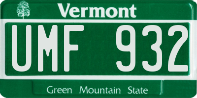VT license plate UMF932