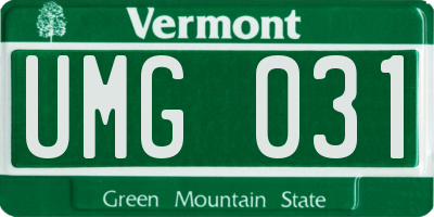 VT license plate UMG031