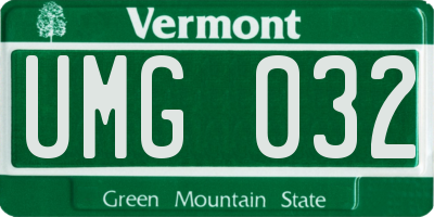 VT license plate UMG032