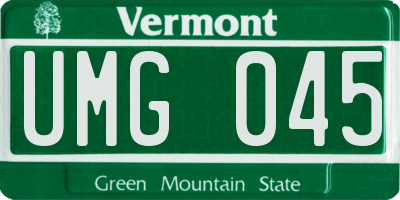 VT license plate UMG045