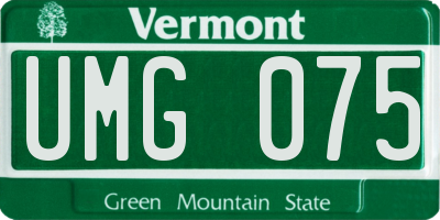 VT license plate UMG075