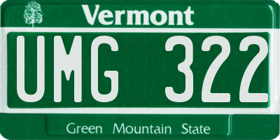 VT license plate UMG322