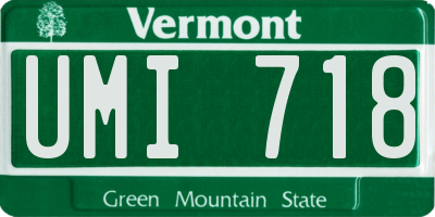 VT license plate UMI718