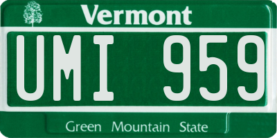 VT license plate UMI959