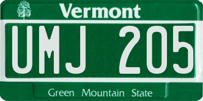 VT license plate UMJ205