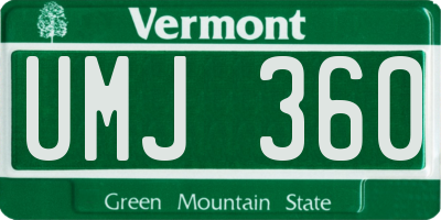 VT license plate UMJ360