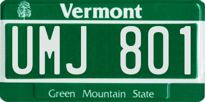 VT license plate UMJ801