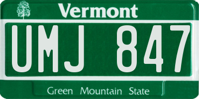 VT license plate UMJ847