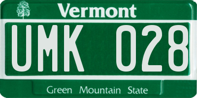 VT license plate UMK028