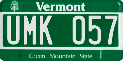 VT license plate UMK057