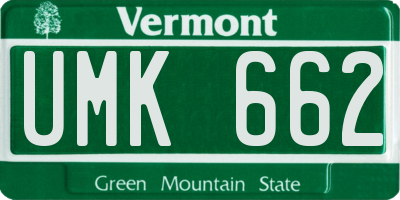 VT license plate UMK662