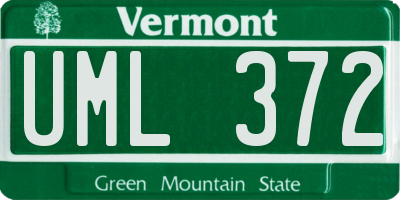 VT license plate UML372