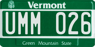 VT license plate UMM026